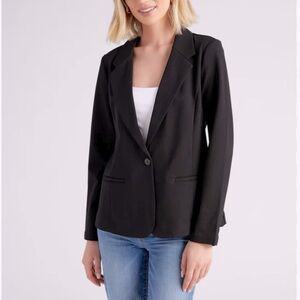 COURTENAY Vintage Black Rayon Blend Single Button Blazer Size 6